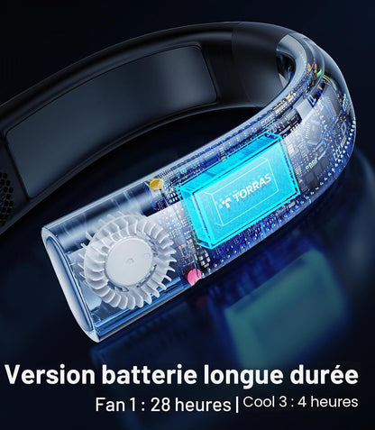  TORRAS COOLiFY 2S Ventilateurs De Cou Qui Soufflent De L'air Froid [version Limitée], Climatiseur De Cou Avec Batterie Longue, Ventilateur De Cou à Changement Orange-bleu, Ventilateur De Cou