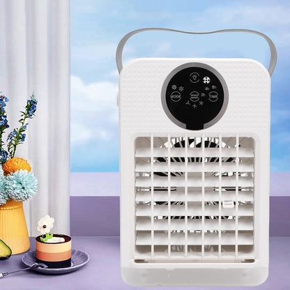  Climatiseur Portable 4 En 1, Refroidisseur D'air Par évaporation De 700 Ml, Mini Ventilateur De Refroidissement De Bureau Avec Minuterie Pour Le Bureau Et La Maison