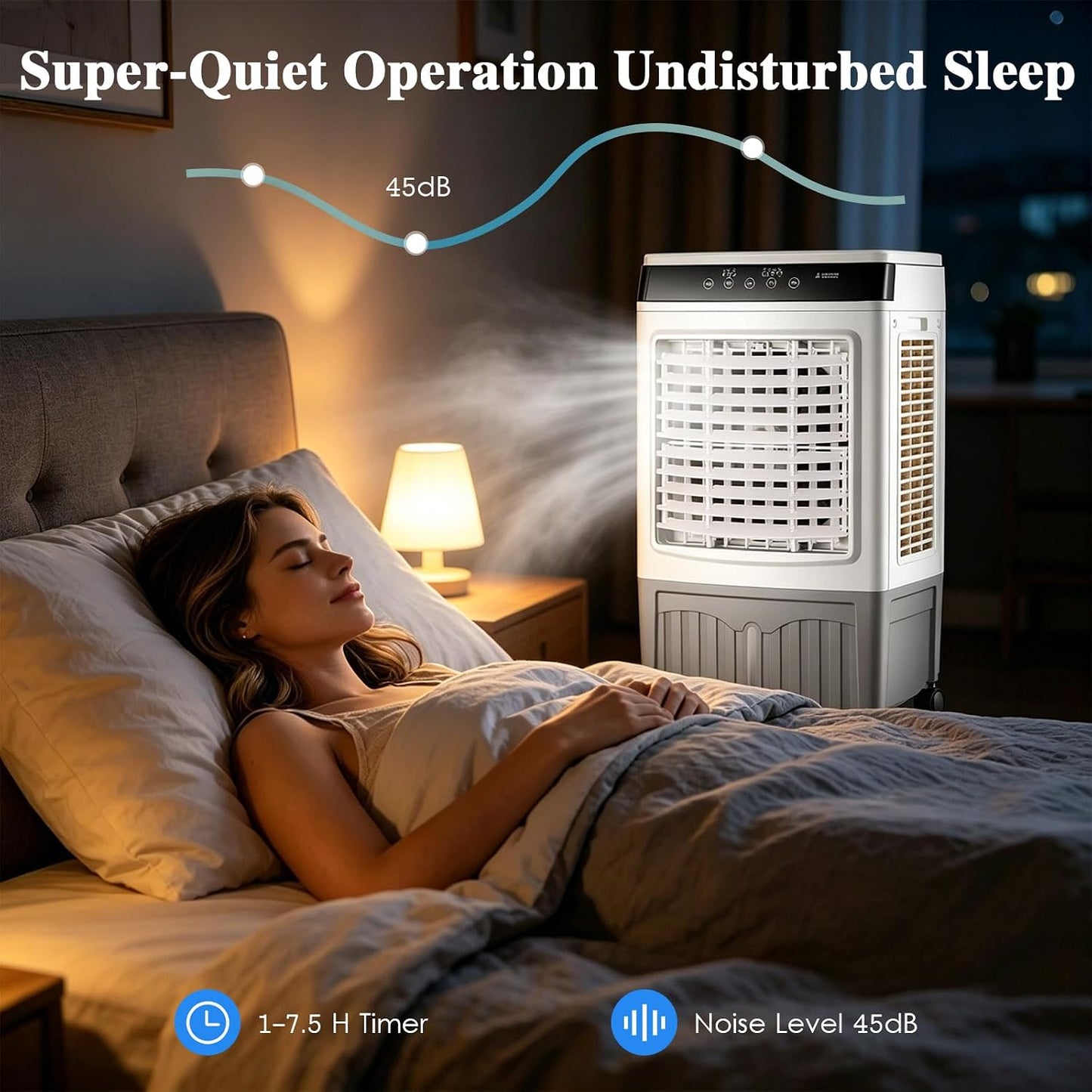 GENERIC Refroidisseur D'air Par évaporation Industriel 40 L Avec Télécommande, Blocs De Glace Inclus, Ventilateur De Refroidissement Commercial, Faible Consommation D'énergie, Refroidisseur D'air