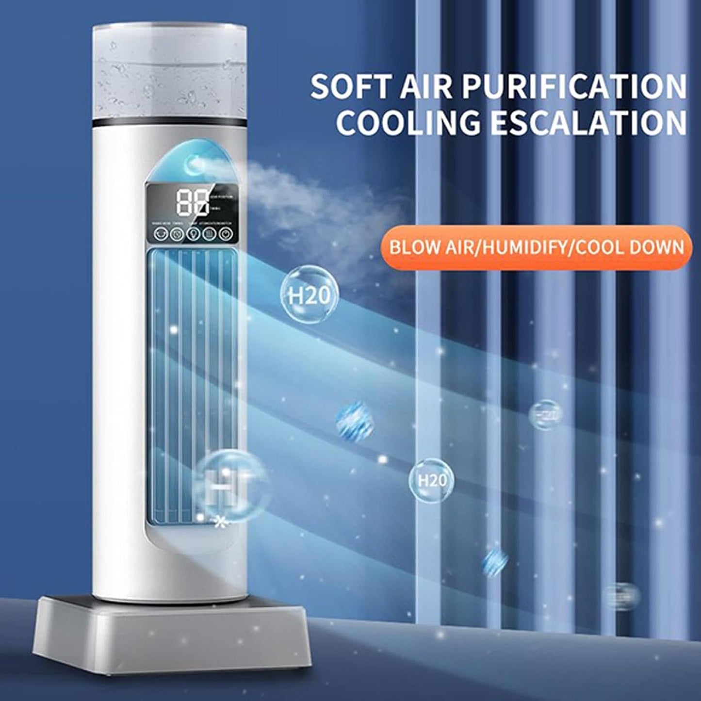  Humidificateur Évaporatif À Vitesses Réglables, Vitesses Réglables Portable, Fonctionnement Intelligent À Distance, Pour Maison Chambre Séjour Garage Camping