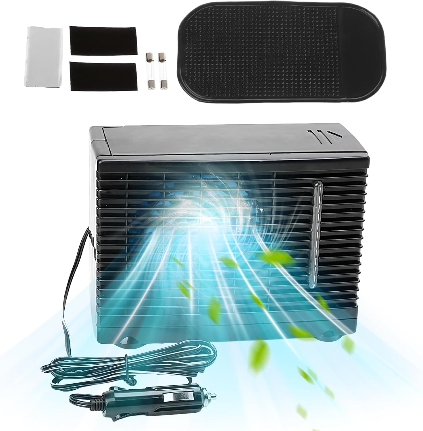 Genérico Ventilateur D'air De Voiture - Refroidisseur évaporatif En PP 12 V, Ventilateur D'air Pour Véhicule, Réservoir D'eau Portable, Machine Adhésive Pour Tableau De Bord | Sistem