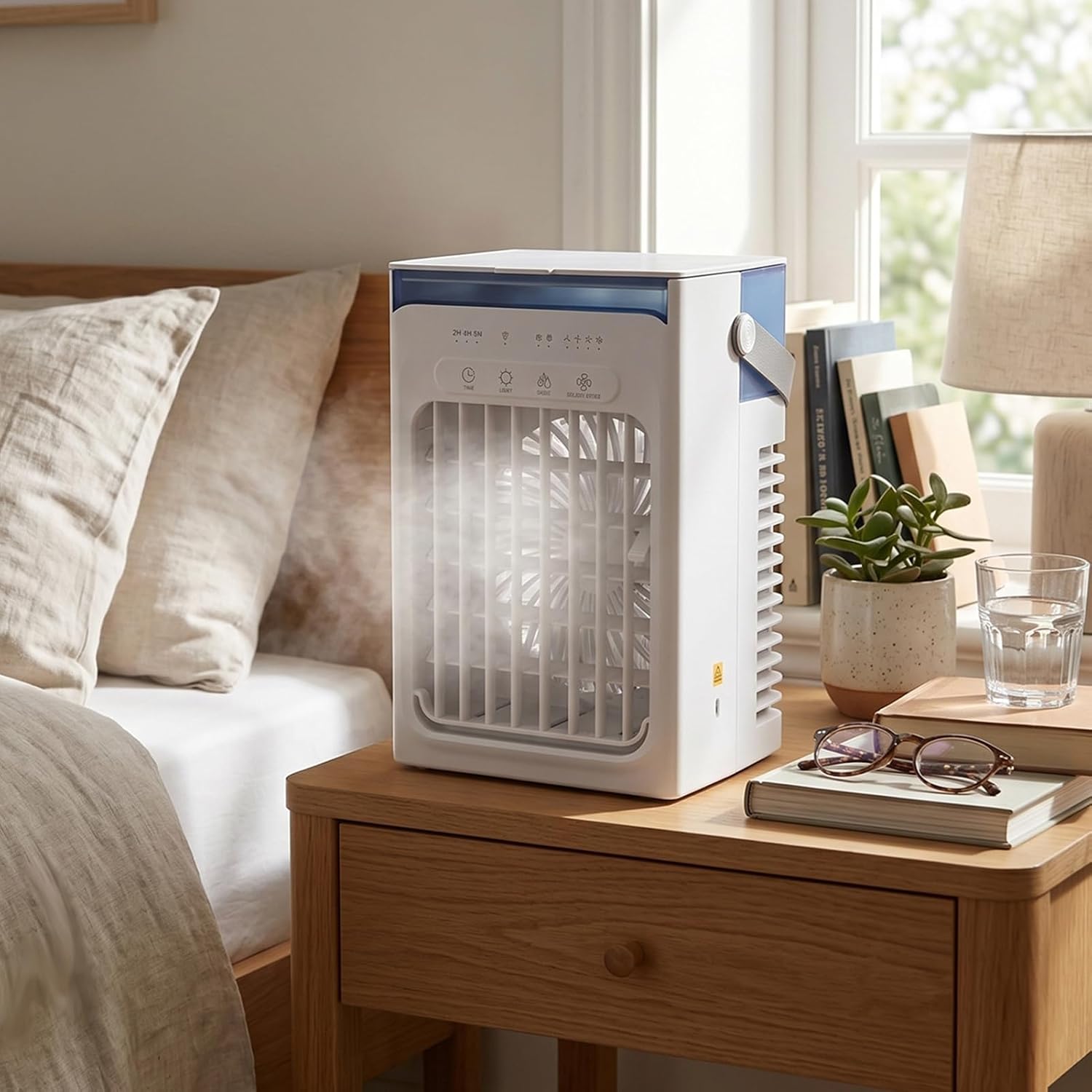  Yctze Refroidisseur D'air éVaporatif Portable Pour Travailleurs De Bureau Chambre à Coucher Bureau Refroidit L'air De 3-6°c Avec 4 Vitesses Vent Et Brume D'eau Réservoir D'eau