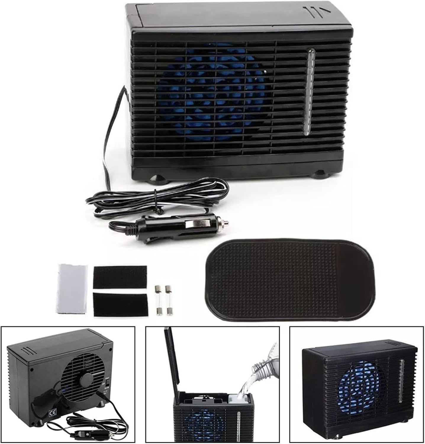  Ventilateur Portable Pour Voiture Avec Climatiseur Réglable Et Refroidissement Par évaporation Pour Améliorer Le Flux D'air Et Le Confort De L'habitacle Du Véhicule