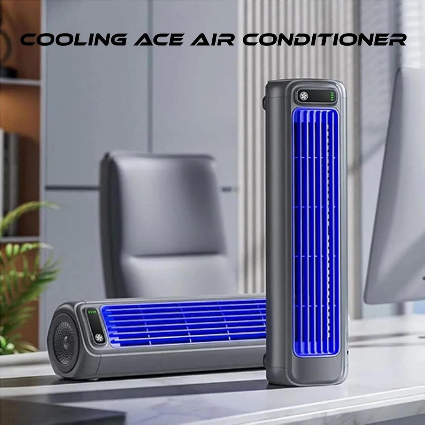  Liketonline Cooling Ace, Climatiseur Portable, 3 Vitesses Réglables, Ventilateur Mural Sans Perforation, Rechargeable Par USB, Pour Chambre, Bureau, Maison (Gray+Gray)