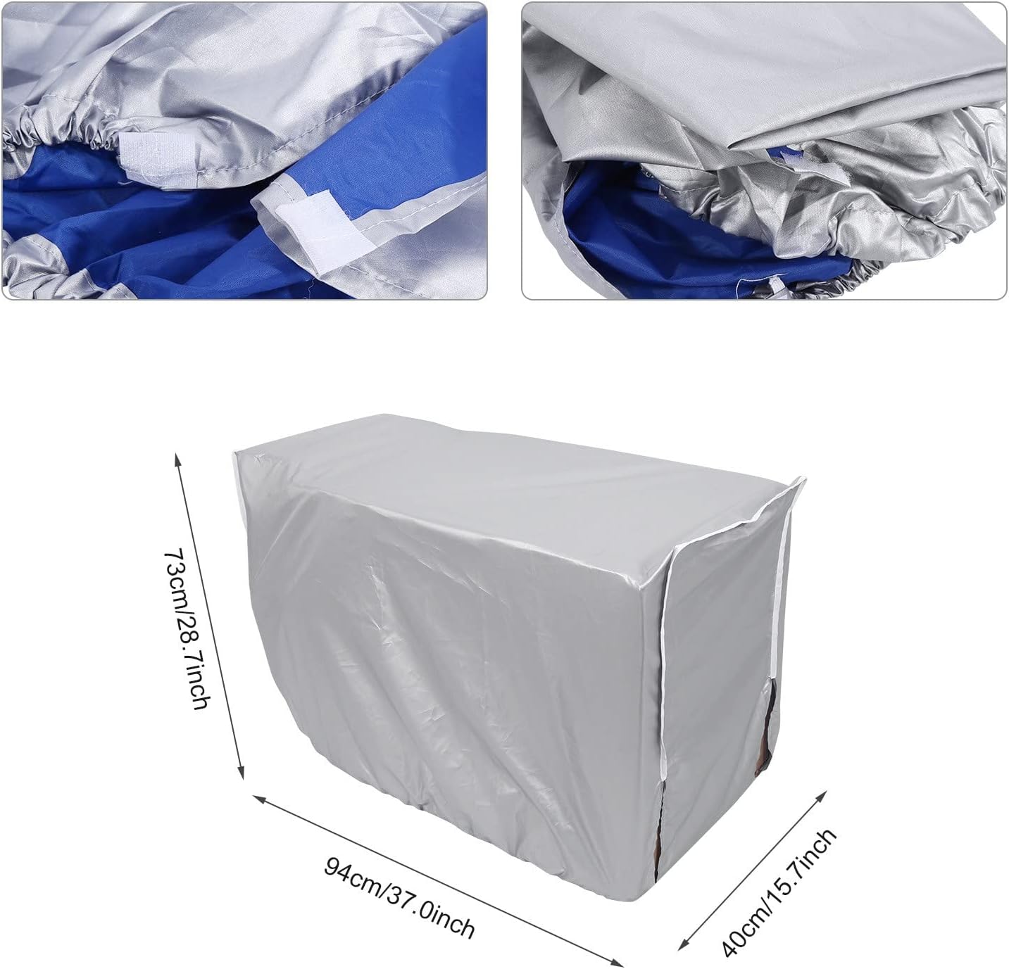  Couvercle De Climatiseur, 94 X 40 X 73cm Couvercle Polyester Argenté Universel Anti-Poussière Étanche Anti-Soleil Anti-Neige Pour Unité Extérieure (3 Tailles Disponibles)