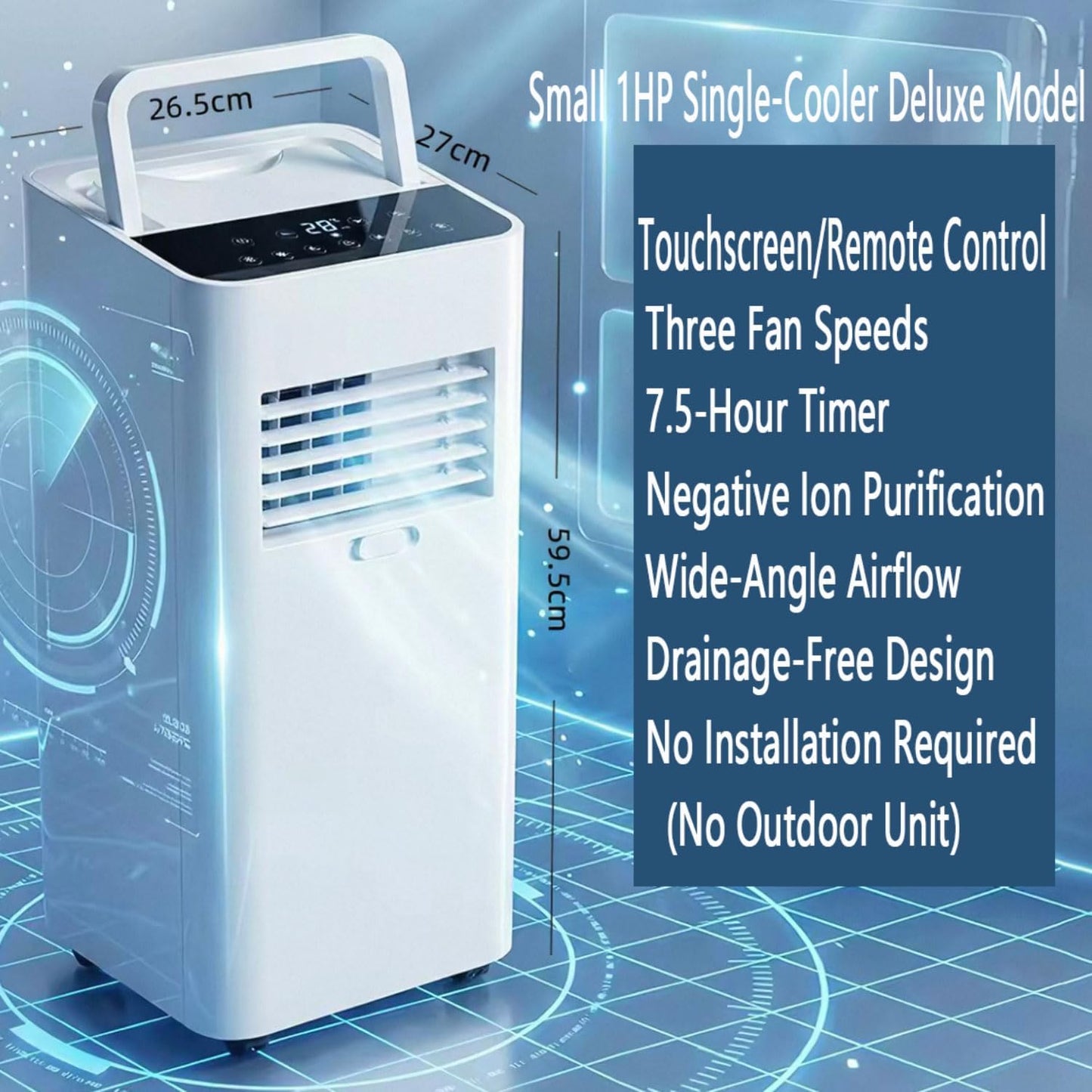  Climatiseur Portable, Climatisation Intelligente Silencieuse Refroidit Jusqu'à 300 Pieds Carrés Avec Ventilateur Et Déshumidificateur, Télécommande D'affichage LED, Minuterie 24H, Kit De Fenêtre Pour