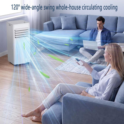 GENERIC Compact Portable AC Unit 7000 BTU, Modes De Déshumidification Et Ventilateur Cool Pour Les Chambres Jusqu'à 350 Pieds Carrés, Mode Veille Silencieux, Télécommande, Conception Mobile Facile Avec Roues