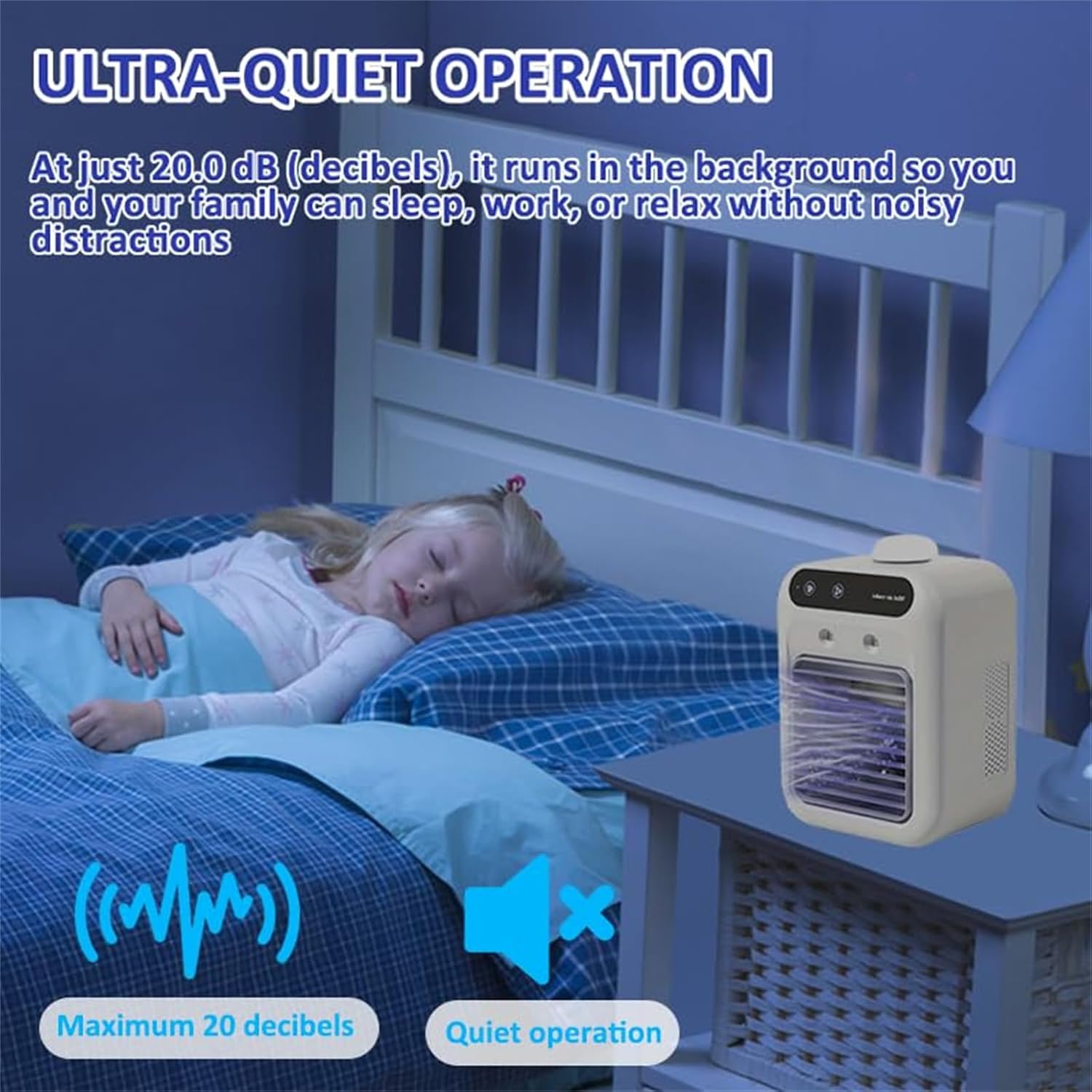 GENERIC Glacier Breeze Ac, Mini Refroidisseur D'air AC Portable Avec 2 Vitesses, Climatiseur Ultra Silencieux Avec Réservoir D'eau Intégré De 500 Ml Pour La Maison, Le Bureau