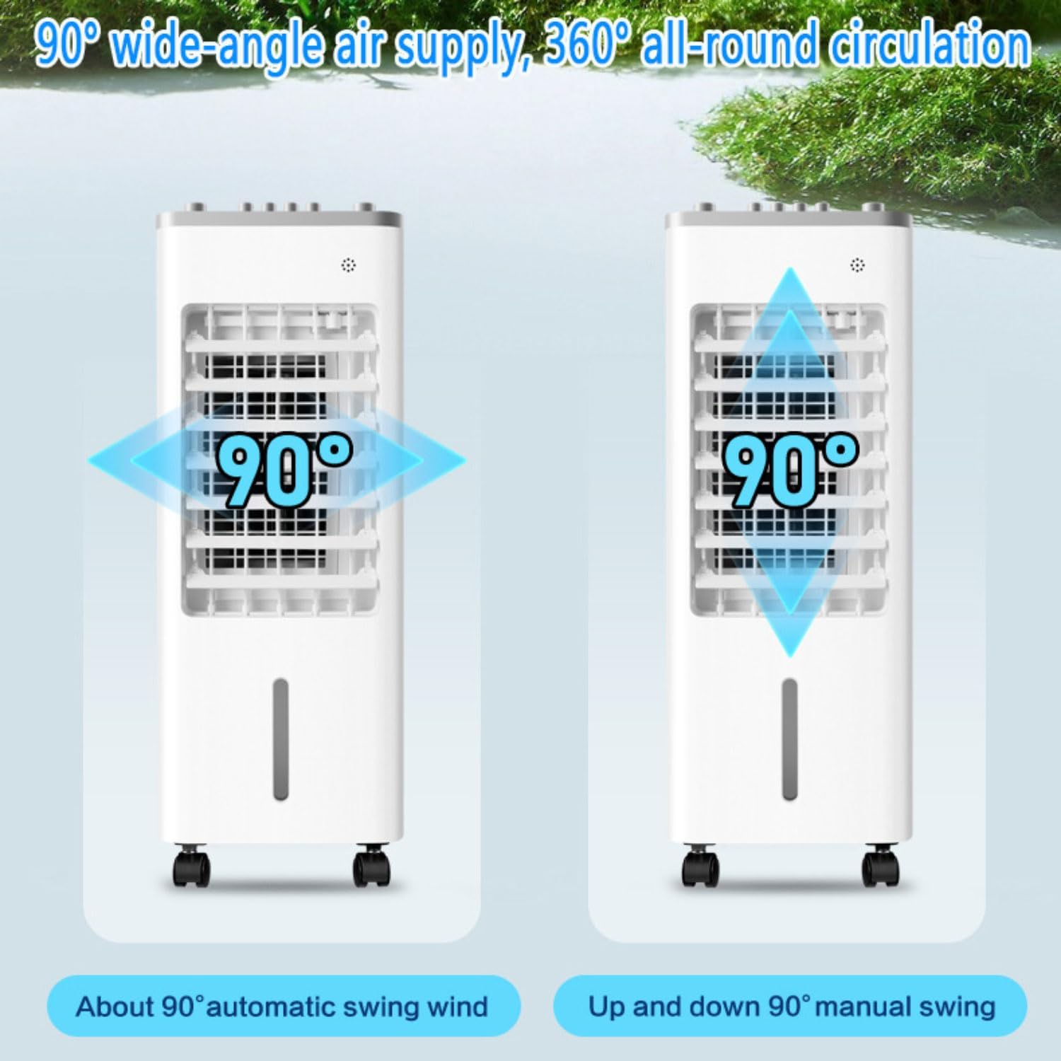 GENERIC Refroidisseur D'air évaporatif Portable, Réservoir De Glace 9L, Ventilateur à 3 Vitesses Et Oscillant, Unité De Refroidissement Silencieuse Avec Minuterie Pour Le Bureau à Domicile, Alternative Altern