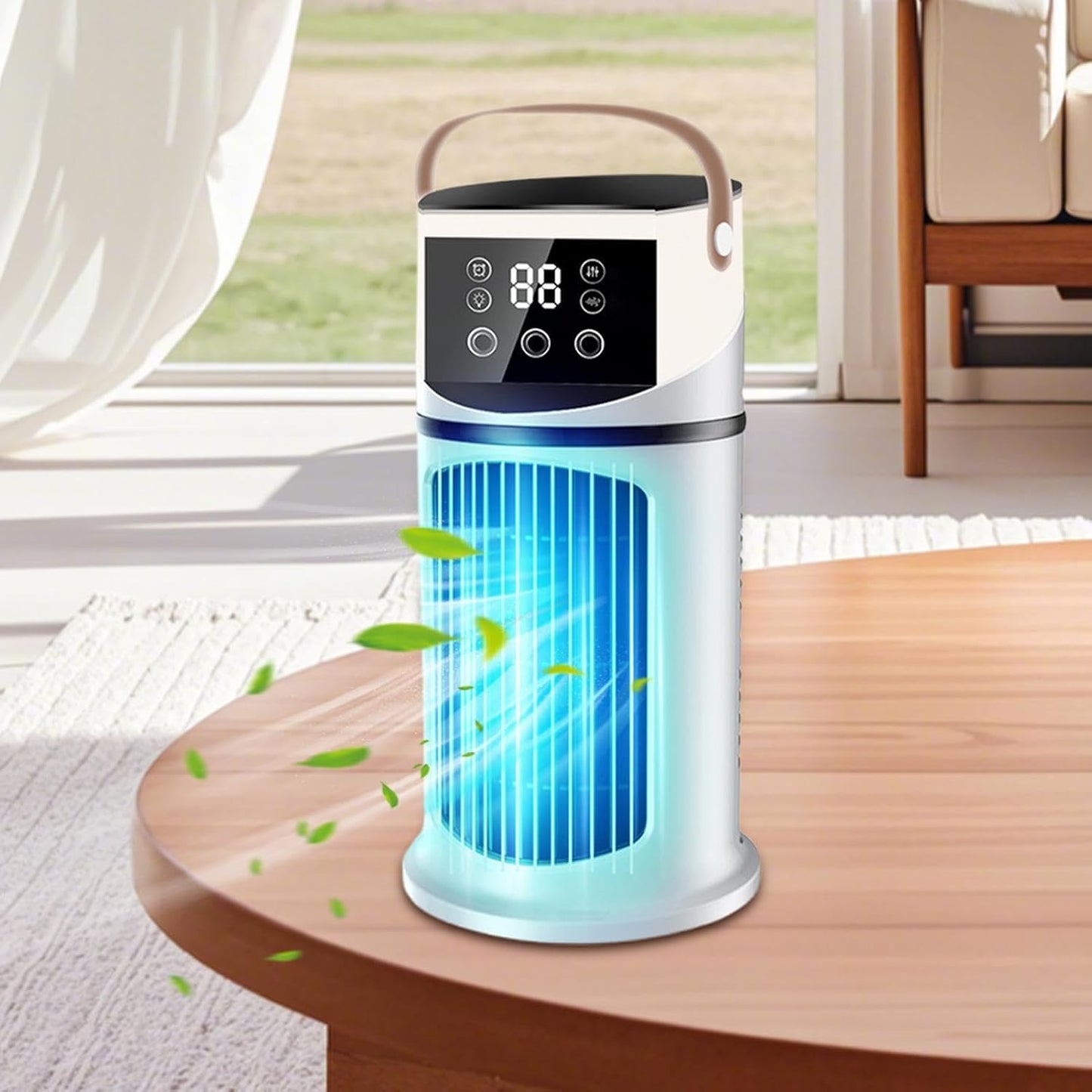 GENERIC Climatiseur De Bureau – 15,5 X 15,5 X 27 Cm, Unité Portable ABS, Purifiant à Neuf Vitesses Réglable, Ventilateur De Refroidissement Personnel, Refroidisseur D'air Par évaporation | Pour