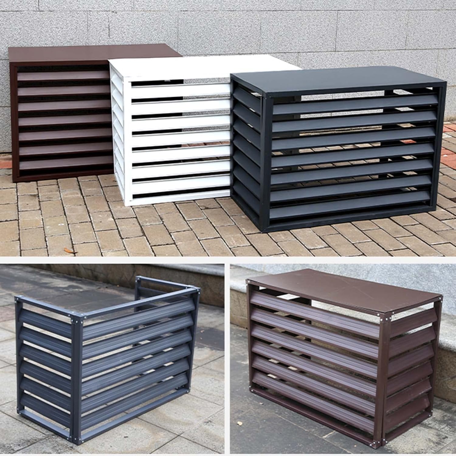 GENERIC Housse En Aluminium Pour Climatiseur – Bouclier Décoratif Résistant Aux Intempéries Pour Unités Centrales Climatisées Extérieures, Boîtier Autonome Pour Poubelles Ou Appareils CVC