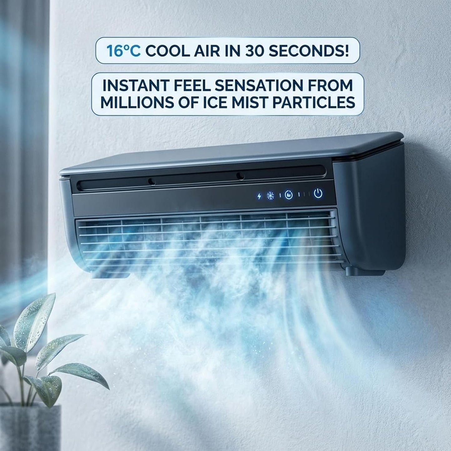  Refroidisseur D'air Mural Sans Fil De 6000mAh Avec Télécommande, Ventilateur Silencieux Pour Le Dortoir De Bureau De Chambre à Coucher, Unité De Climatisation Personnelle Portable, Réglages à 3 Vitess