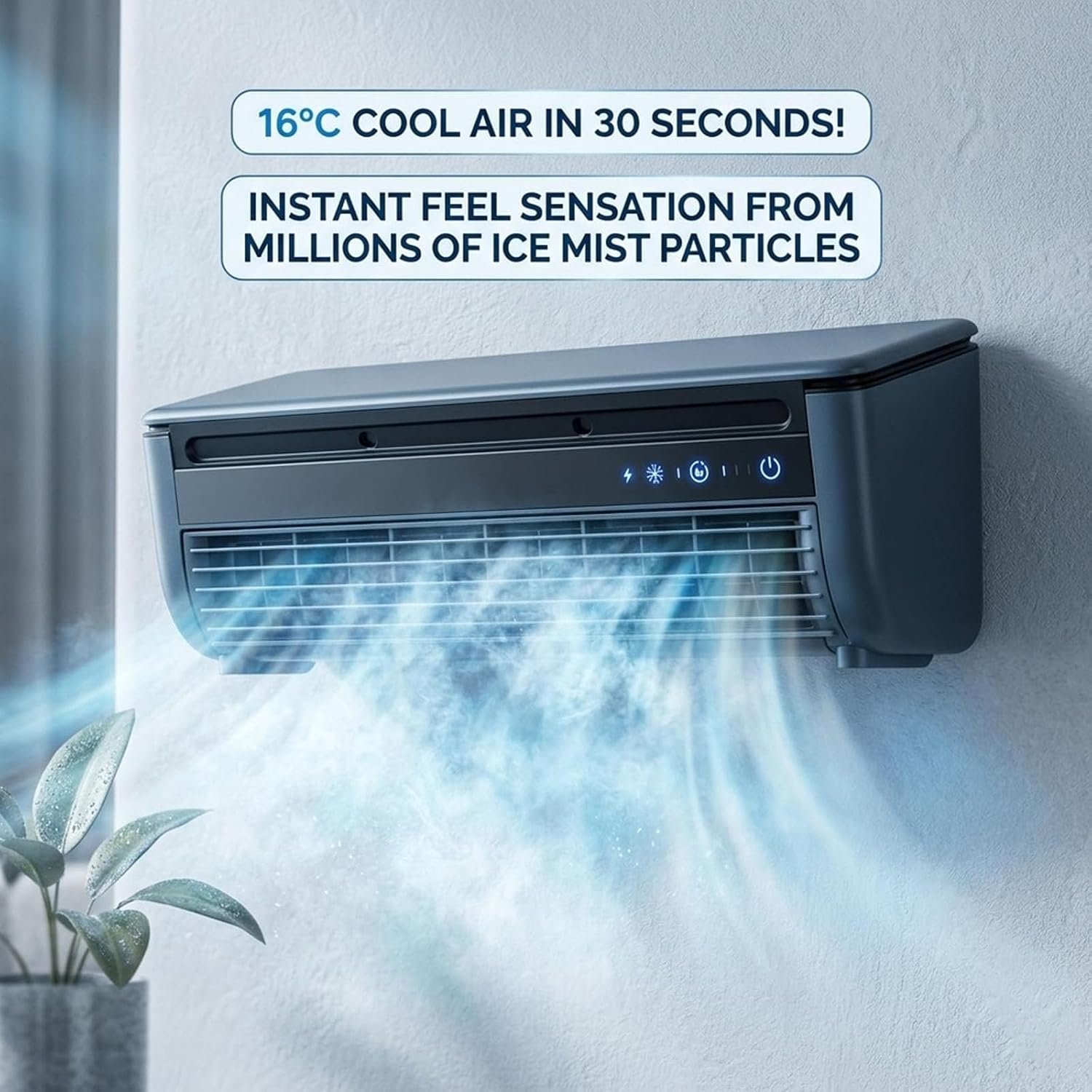  Refroidisseur D'air Mural Sans Fil De 6000mAh Avec Télécommande, Ventilateur Silencieux Pour Le Dortoir De Bureau De Chambre à Coucher, Unité De Climatisation Personnelle Portable, Réglages à 3 Vitess