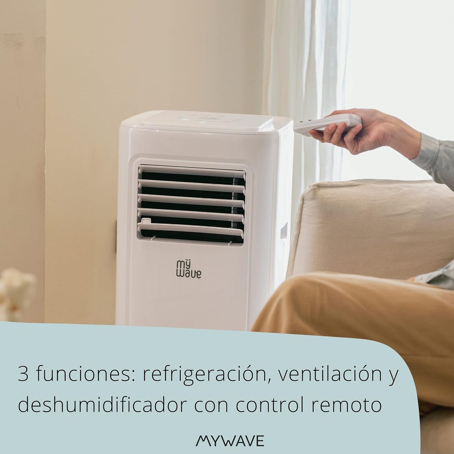  My Wave - Climatiseur Portable 7K - 1750 Frigories Et 20 M2 De Portée - Climatiseur Portable Avec 2 Vitesses Et Mode Nuit - Minuterie 24 H Et Niveau De Bruit Bas - Affichage LED Sur Le Dessus