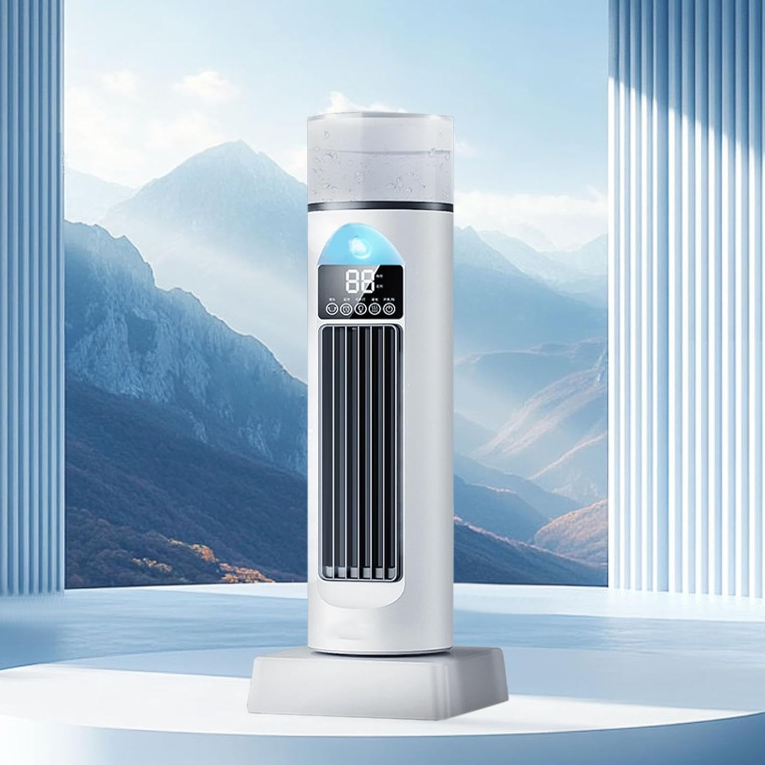  Ventilateur Climatisation Portable Alimenté Par Usb, Réservoir D’eau 230ml | 6 Vitesses Avec Humidification, Ventilateur Rafraichisseur D'air Eau Froide, Pour Bureau