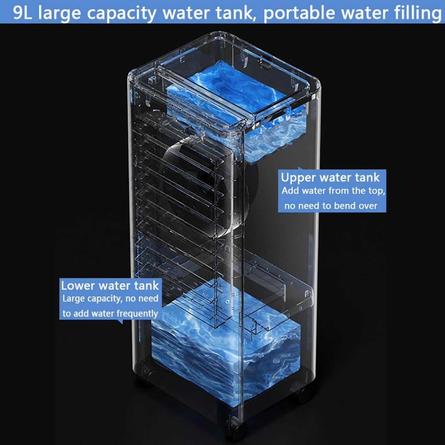 GENERIC Climatiseur Portable Avec Minuterie De 15 H, Arrêt Automatique, 3 Modes De Flux D'air, Réservoir D'eau De 9 L - Unité AC Sans Conduit
