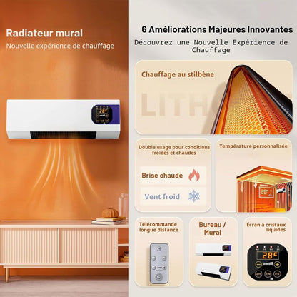  Kouamor Climatiseur Mural Et Radiateur Soufflant 1 En 1, 2 000 W, Portable, Petit Climatiseur, Avec Télécommande, Température De L'air Froid Non Réglable, Disponible Toute
