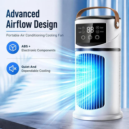  Climatiseurs Portatifs | Ventilateur Rechargeable | Ventilateur De Bureau Silencieux Rafraîchisseur D'Air | Rafraîchisseur D'Air Évaporatif Pour La Chambre, Le Bureau, La Maison