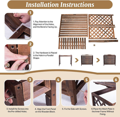  Marron Cache Clim Bois Cache Climatiseur Extérieur Bois Cache Pompe A Chaleur Extérieur Bois Pour Cacher Climatisation Support De Fleur Anti-Corrosion Support De Climatiseur Pour Jardin(110x50x85cm)