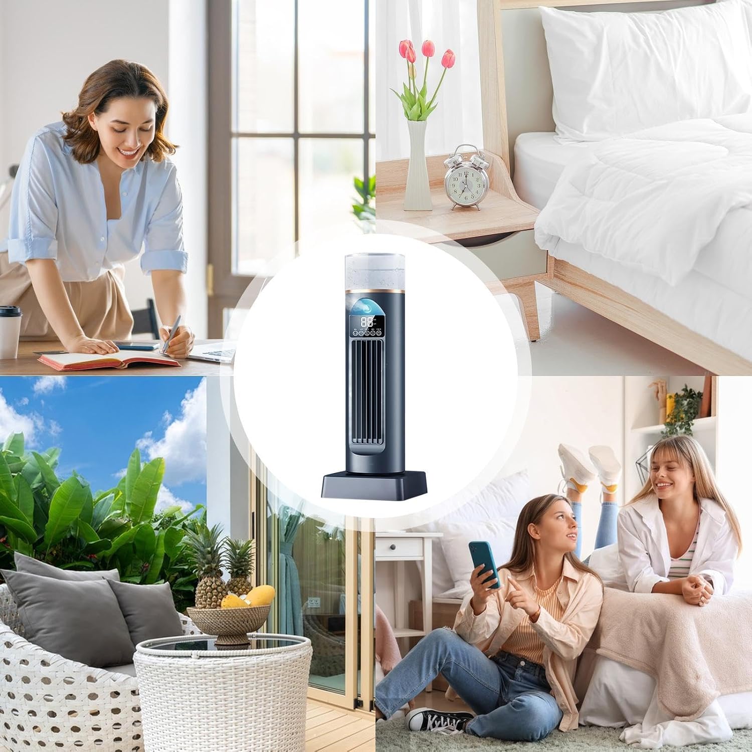  Ventilateur D'air Froid – Ventilateurs D'air Frais De 230 Ml, Conditionneur Personnel, Humidificateur Silencieux Sans Lame | Dispositif De Refroidissement Par évaporation Portable Pour