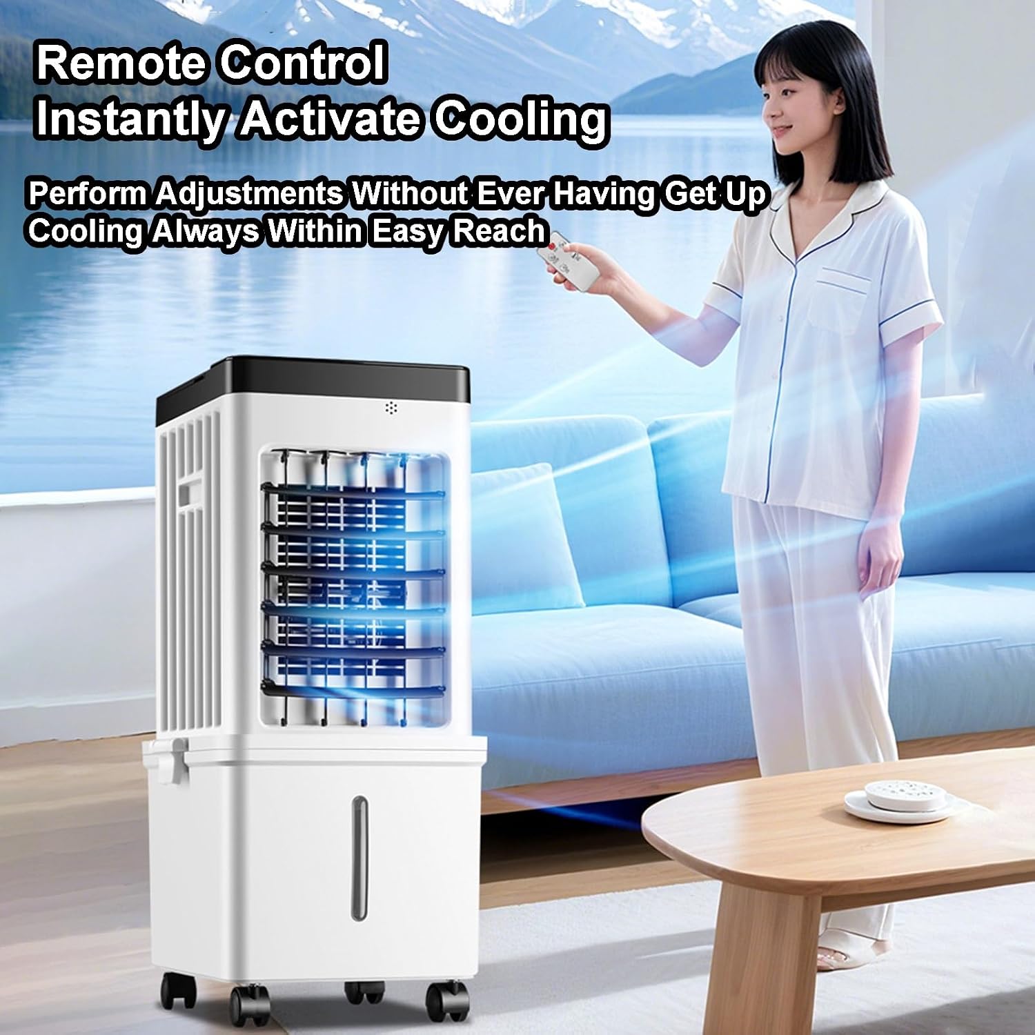  Climatiseur Portable, Refroidisseur D'air Par évaporation, Refroidisseur De Marais Sans Fenêtre Avec 3 Vitesses, 3 Modes, Réservoir D'eau Amovible, Ventilateur De Refroidissement Oscillant