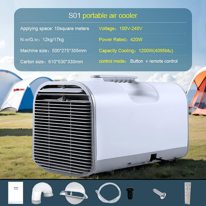  Climatiseur Portable 4800 BTU, 4 En 1 Unité AC Compacte Avec Déshumidificateur, Minuterie Automatique à Faible Bruit Pour Caravane, Camping, VR, Tente
