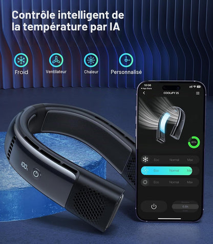  TORRAS COOLiFY 2S Ventilateurs De Cou Qui Soufflent De L'air Froid [version Limitée], Climatiseur De Cou Avec Batterie Longue, Ventilateur De Cou à Changement Orange-bleu, Ventilateur De Cou
