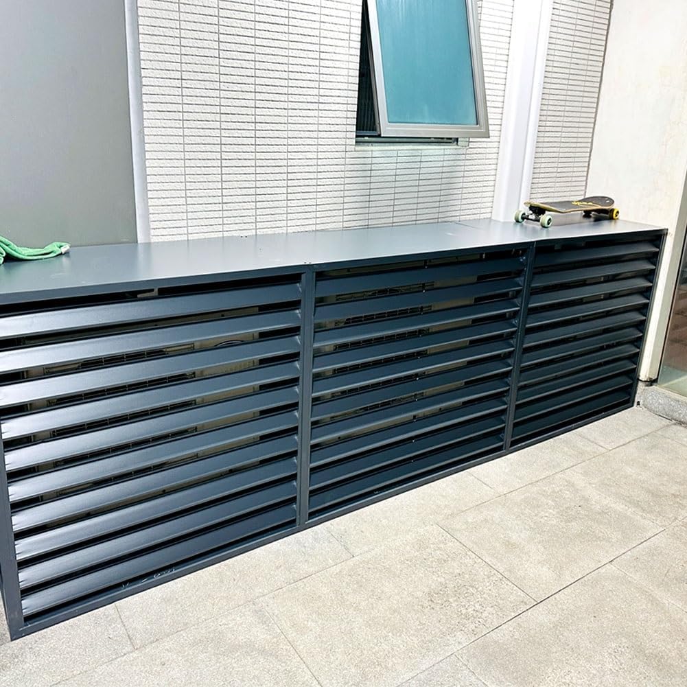  Housse Pour Climatiseur Extérieur – Aluminium Résistant Aux Intempéries, Garde-corps Décoratif Pour Unités AC, Gris, Dimensions : 110 X 60 X 80 Cm, Et Protection élégante