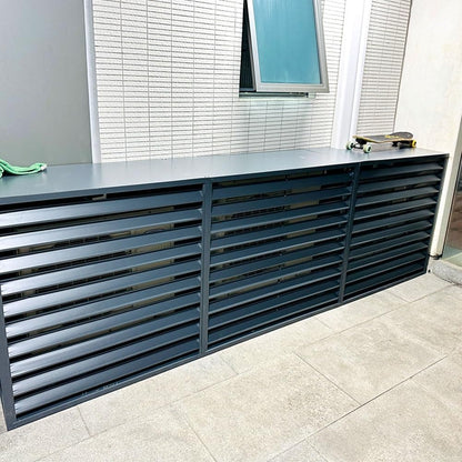  Housse Pour Climatiseur Extérieur – Aluminium Résistant Aux Intempéries, Garde-corps Décoratif Pour Unités AC, Gris, Dimensions : 110 X 60 X 80 Cm, Et Protection élégante