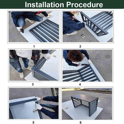  Housse De Climatiseur D'extérieur Résistante Aux Intempéries – Protection En Aluminium Pour Pompe à Chaleur Et Boîtier Décoratif Anti-bruit Pour Une Utilisation élégante En Extérieur Et Une Protection