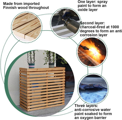  Housse De Protection En Bois Pour Climatiseur – Clôture De Protection Extérieure Pour Unités De Climatisation Et Pompes à Chaleur – Solution élégante Pour Jardin – Design En Bois Résistant Aux