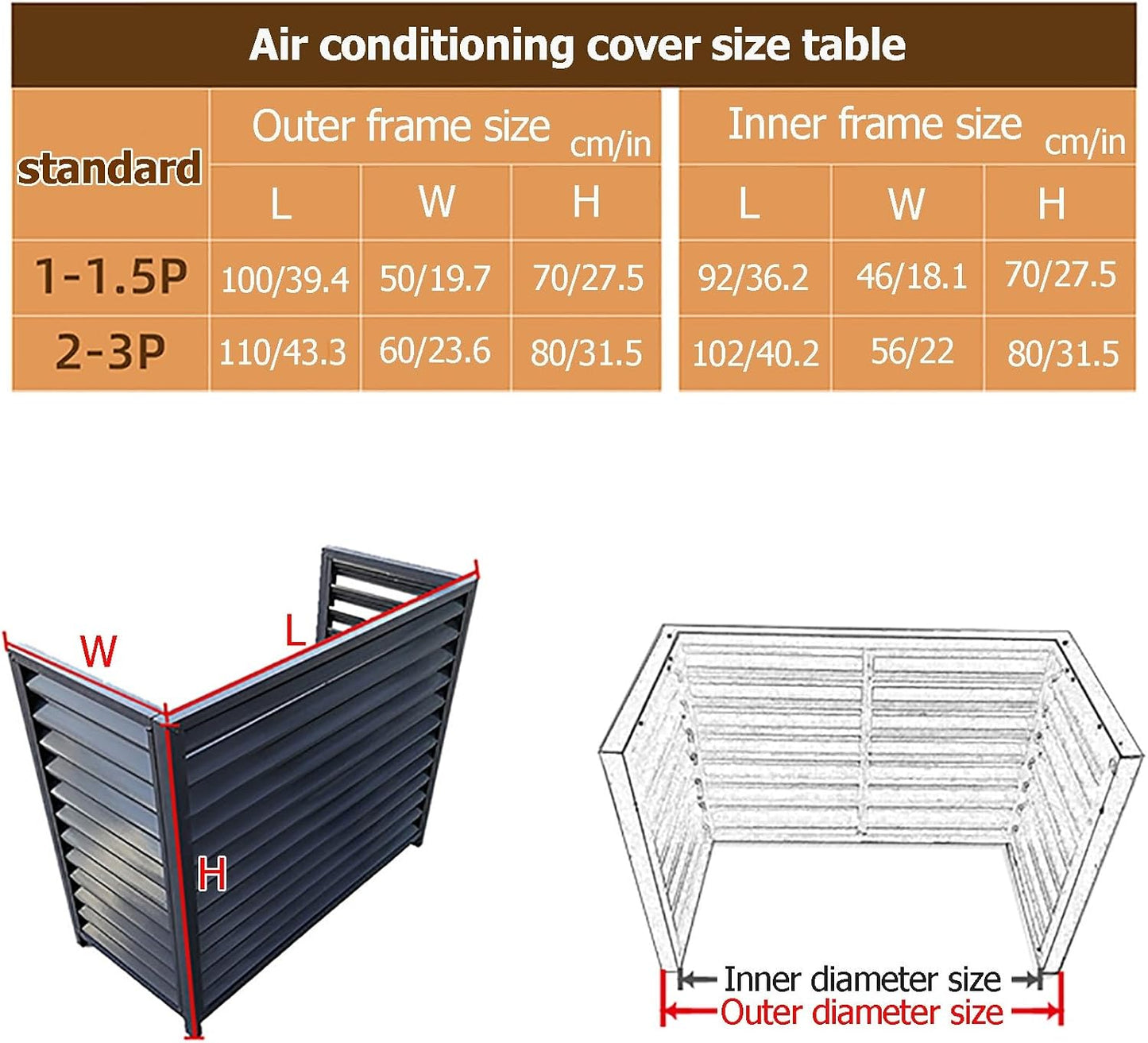  Housse De Protection En Aluminium Pour Climatiseur Et Pompe à Chaleur – Clôture Décorative Pour Unités Extérieures – Housse De Protection Autoportante Pour Climatisation Et Ordures – Utilisation En