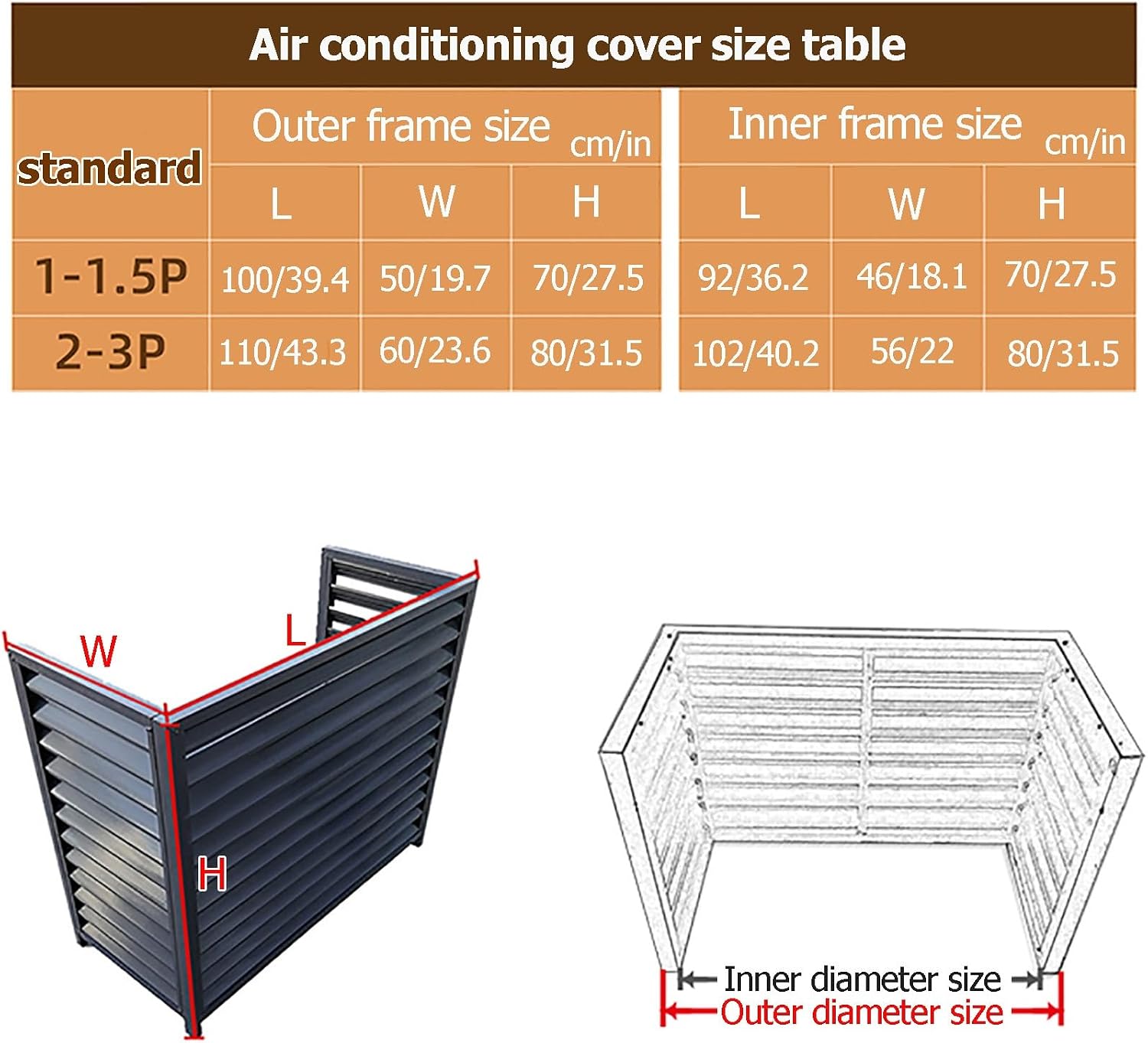  Housse De Protection En Aluminium Pour Climatiseur Et Pompe à Chaleur – Clôture Décorative Pour Unités Extérieures – Housse De Protection Autoportante Pour Climatisation Et Ordures – Utilisation En