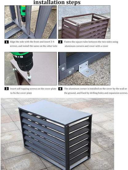 GENERIC Housse En Aluminium Pour Climatiseur – Bouclier Décoratif Résistant Aux Intempéries Pour Unités Centrales Climatisées Extérieures, Boîtier Autonome Pour Poubelles Ou Appareils CVC