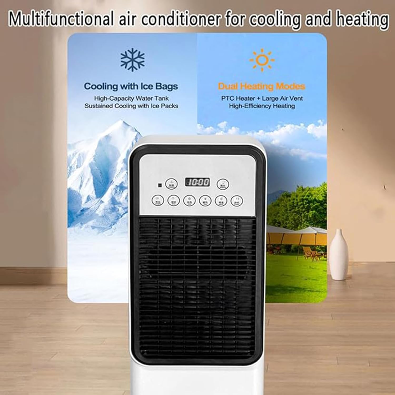 GENERIC Climatiseur Portable 3-IN-1 Refroidisseur D'air évaporatif W/1.2L Réservoir 4 Modes Et 3 Vitesses 7H Minuterie Ice Packs Télécommande Pour La Maison De Chambre à Coucher Pas De Tuyau Besoin Ventilateu