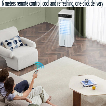 GENERIC Climatiseur Portable Avec Ventilateur Et Système De Refroidissement Sans évacuation, 3 Vitesses, Grand Réservoir, Silencieux (46 DB), Minuterie 12 H Et Compartiment à Glace. Idéal Pour La Ch