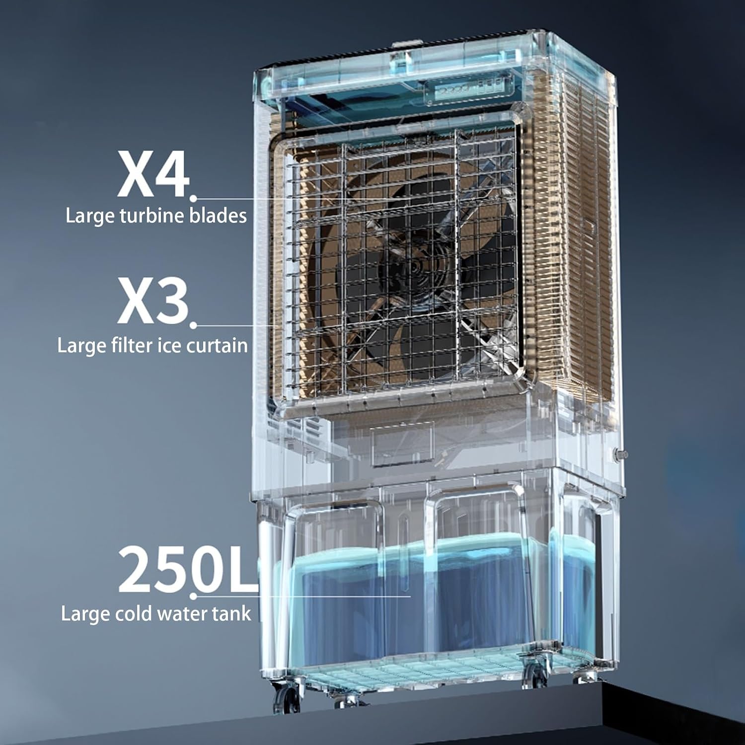  Climatiseur Portable Personnel Pour Marais, Avec Réservoir De 180 L Et 3 Vitesses, Climatiseur À Évaporation Pour Chambre, Bureau, Extérieur(62 * 42 * 130cm)