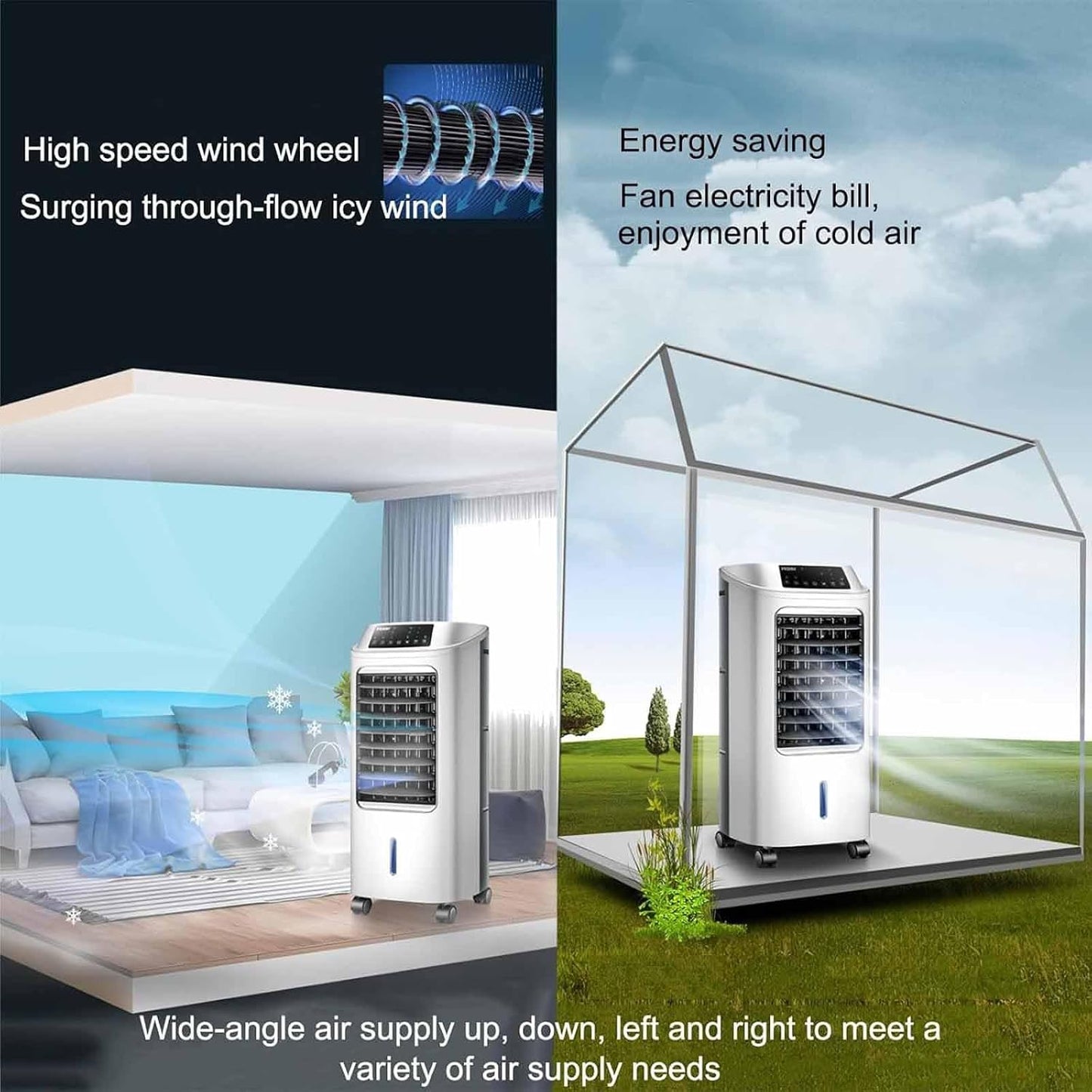 GENERIC Refroidisseur D'air Portable Avec Réservoir De 6,5 L, 4 Roues, Ventilateur à 3 Vitesses, Minuterie 24 H, Télécommande, Pour Bureau/dortoir/chambre