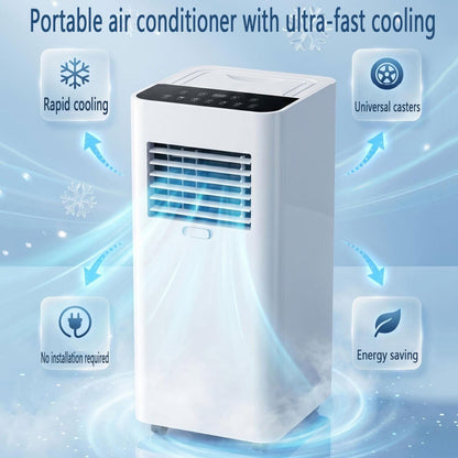  Climatiseur Portable, Climatisation Intelligente Silencieuse Refroidit Jusqu'à 300 Pieds Carrés Avec Ventilateur Et Déshumidificateur, Télécommande D'affichage LED, Minuterie 24H, Kit De Fenêtre Pour