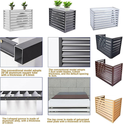  Housse D'extérieur Pour Unité De Climatisation 110 X 80 X 60 Cm - Protection Résistante Aux Intempéries - Grille Inclinée à 45° Pour Une Circulation D'air Optimale - Housses Pour Climatiseurs
