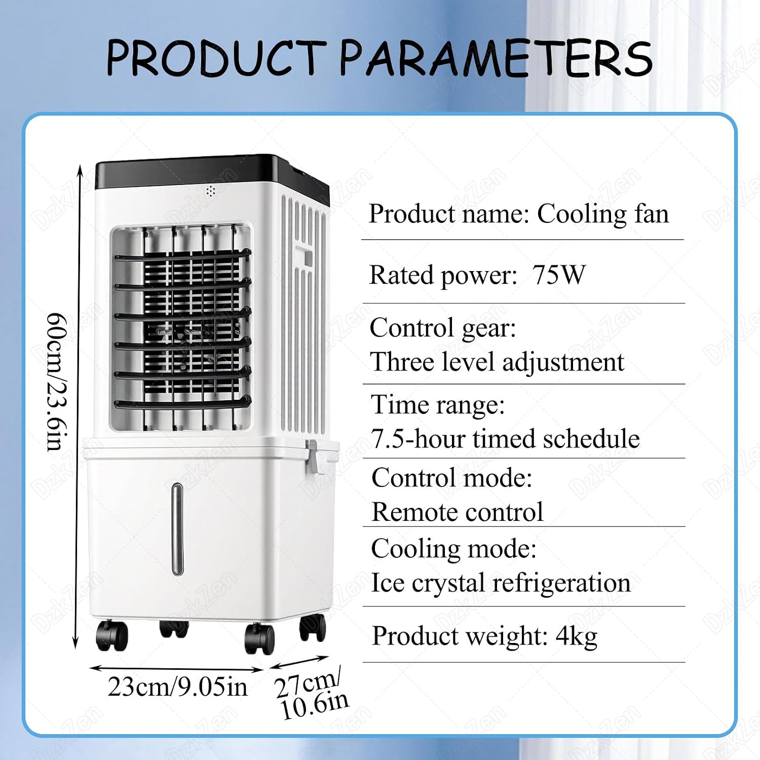  Climatiseur Portable Avec TéLéCommande, RafraîChisseur D'air, Climatiseur éVaporatif Oscillant Silencieux Sans Tuyau, Pour Chambre, IntéRieur, ExtéRieur, Bureau, Etc