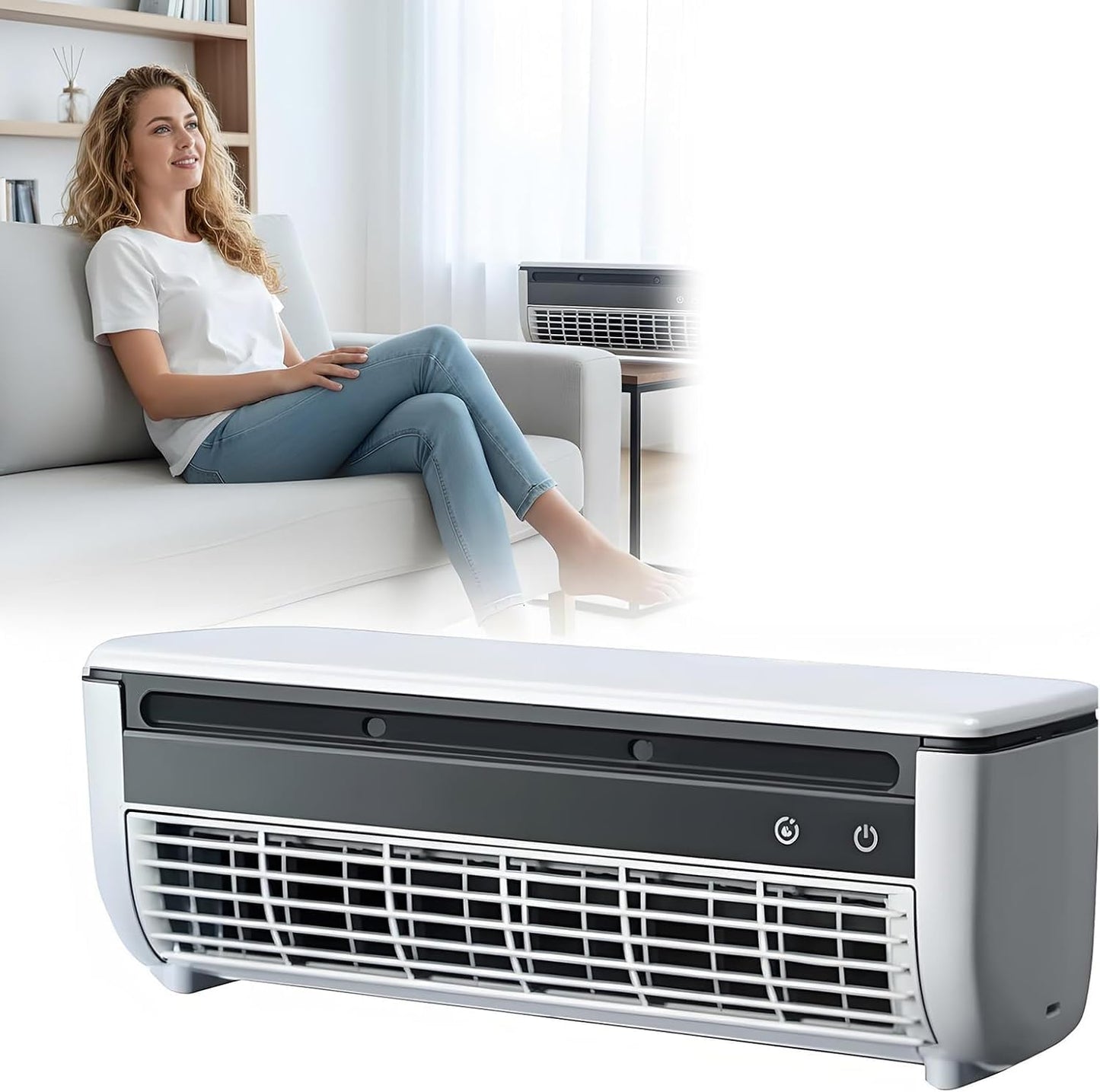  Mini Climatiseur Portable Pour Petite PièCe, Mini Refroidisseur D'Unité Ac Sans Conduit, Refroidisseur Sans FenêTre Avec Ventilateur TéLéCommandé Pour La Cuisine Et La Chambre à Coucher,White