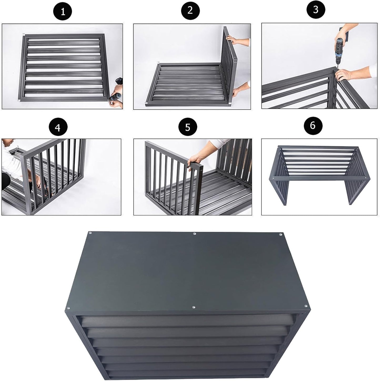  Housse De Protection En Aluminium Pour Climatiseur Et Pompe à Chaleur – Clôture Décorative Pour Unités Extérieures – Housse De Protection Autoportante Pour Climatisation Et Ordures – Utilisation En