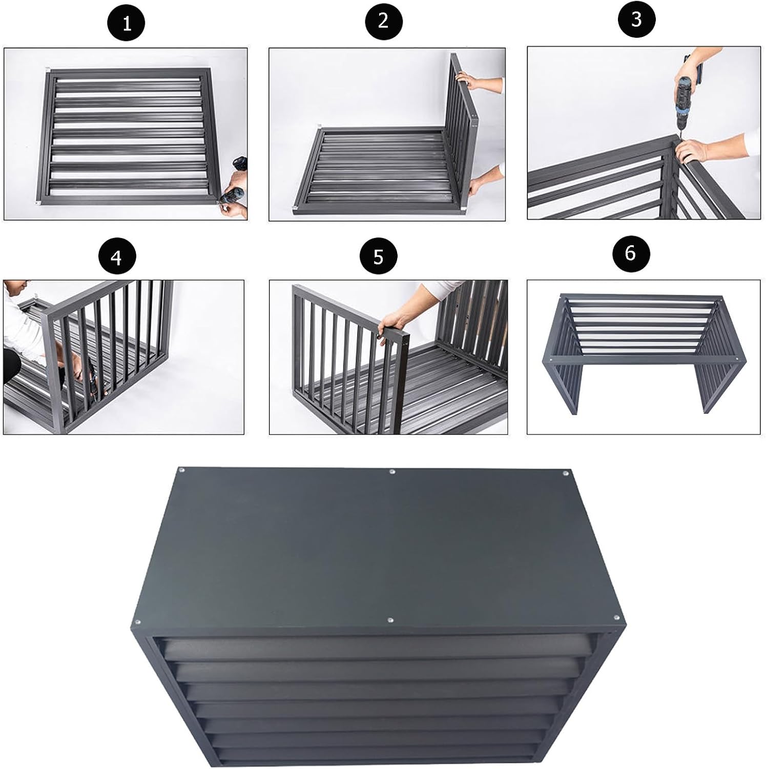  Housse De Protection En Aluminium Pour Climatiseur Et Pompe à Chaleur – Clôture Décorative Pour Unités Extérieures – Housse De Protection Autoportante Pour Climatisation Et Ordures – Utilisation En