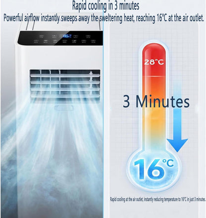  Climatiseur Portable Pour Grandes Chambres Et Chambres Jusqu'à 300 Sq.Ft, Unité Ultra Silencieuse 30dB Smart AC Avec Déshumidificateur, Ventilateur, Mode Veille Et Minuterie