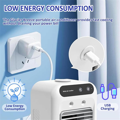 GENERIC Glacier Breeze Ac, Mini Refroidisseur D'air AC Portable Avec 2 Vitesses, Climatiseur Ultra Silencieux Avec Réservoir D'eau Intégré De 500 Ml Pour La Maison, Le Bureau