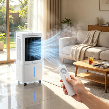 GENERIC Ventilateur De Refroidissement D'air 3 En 1, Réservoir D'eau De 25 L, Oscillation Automatique à 120°, 3 Vitesses De Ventilateur, Refroidissement Par Rideau D'eau, For Terrasse Et Appartement