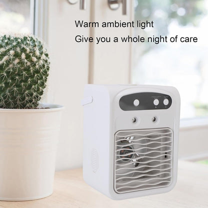  Naroote Ventilateur De Bureau USB, Climatiseur électrique De Bureau Rechargeable Avec Humidificateur Et Réservoir D'eau De 1000Ml, Appareils De Refroidissement Portables Pour L'été (WHITE)
