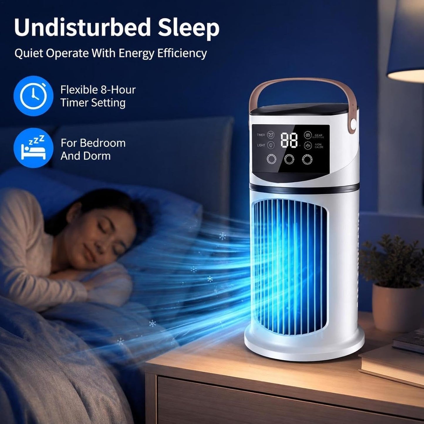  Climatiseurs Portatifs | Ventilateur Rechargeable | Ventilateur De Bureau Silencieux Rafraîchisseur D'Air | Rafraîchisseur D'Air Évaporatif Pour La Chambre, Le Bureau, La Maison