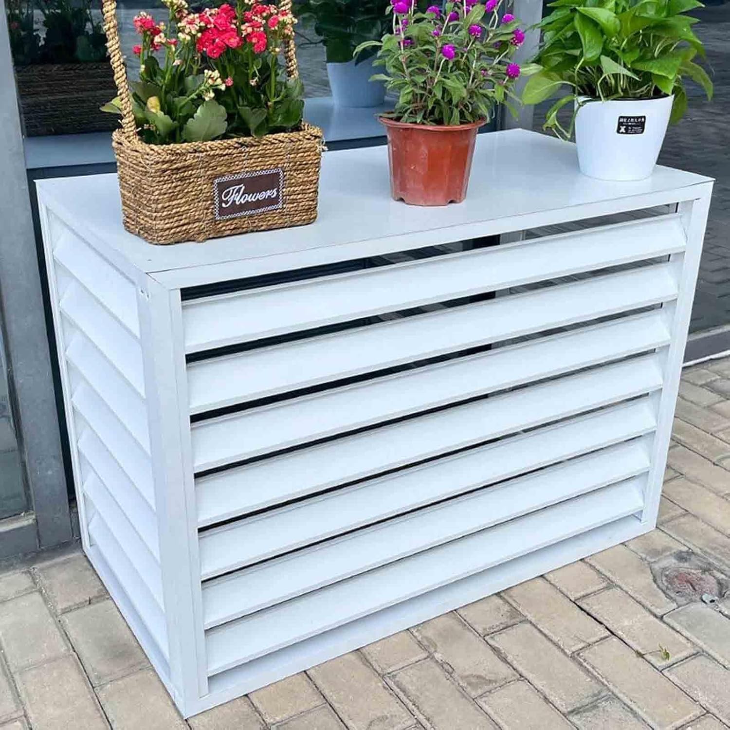  Housse De Climatiseur D'extérieur Résistante Aux Intempéries – Protection En Aluminium Pour Pompe à Chaleur Et Boîtier Décoratif Anti-bruit Pour Une Utilisation élégante En Extérieur Et Une Protection